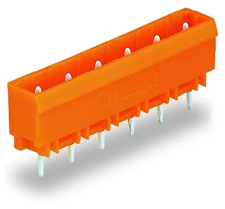 231-764/001-000 - THT male header; 1.2 x 1.2 mm solder pin; straight; Pin spacing 7.62 mm; 4-pole; orange