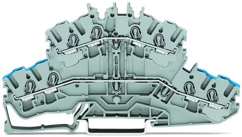 2002-2402 - TOPJOB®S double-deck terminal block; through/through (N/L); rail mount; 4-conductor; 5.2 mm wide; gray