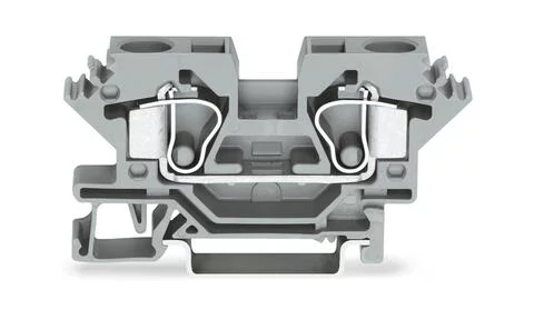 284-601 - 2-conductor through terminal block; 10 mm²; lateral marker slots; for DIN-rail 35 x 15 and 35 x 7.5; CAGE CLAMP®; 10,00 mm²; gray
