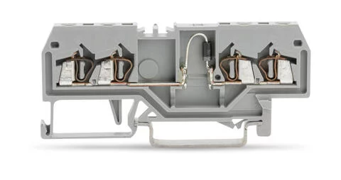 279-815/281-411 - Component terminal block; 4-conductor; with diode 1N4007; anode, right side; for DIN-rail 35 x 15 and 35 x 7.5; 1.5 mm²; CAGE CLAMP®; 1,50 mm²; gray