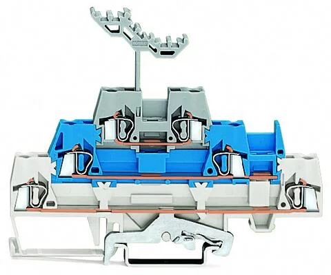 280-558 - Triple-deck terminal block; Shield/through/through terminal block; 2.5 mm²; with marker carrier; for DIN-rail 35 x 15 and 35 x 7.5; CAGE CLAMP®; 2,50 mm²; white/blue/gray