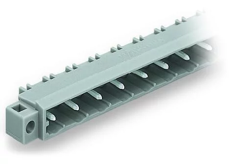 231-840/040-000 - THT male header; 1.0 x 1.0 mm solder pin; angled; clamping collar; Pin spacing 7.5 mm; 10-pole; gray