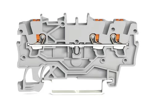 2200-1301 - TOPJOB®S feedthrough terminal block with Push-buttons; rail mount; 3-conductor; 3.5 mm wide; gray