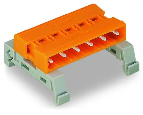 232-590/007-000 - Double pin header; DIN-35 rail mounting; 10-pole; Pin spacing 7.62 mm; orange