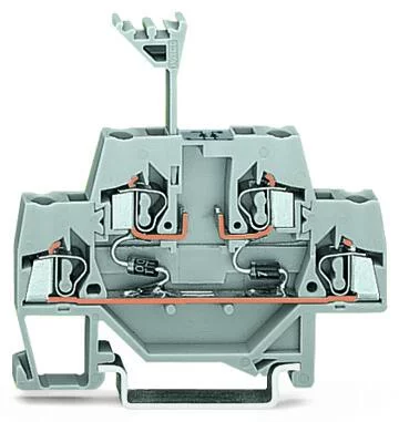 280-942/281-487 - Component terminal block; double-deck; with 2 diodes 1N4007; Bottom anode; for DIN-rail 35 x 15 and 35 x 7.5; 2.5 mm²; CAGE CLAMP®; 2,50 mm²; gray