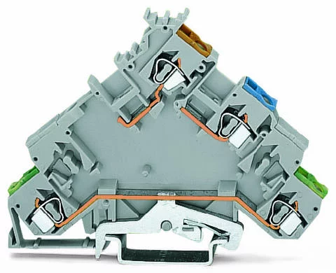 280-574 - 4-conductor sensor supply terminal block; with ground contact; with colored conductor entries; 2.5 mm²; CAGE CLAMP®; 2,50 mm²; gray