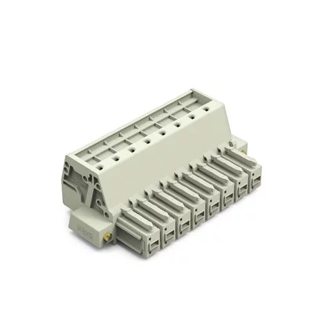 831-3108/107-000 - 1-conductor female connector; Push-in CAGE CLAMP®; 10 mm²; Pin spacing 7.62 mm; 8-pole; 100% protected against mismating; Screw flange; 10,00 mm²; light gray