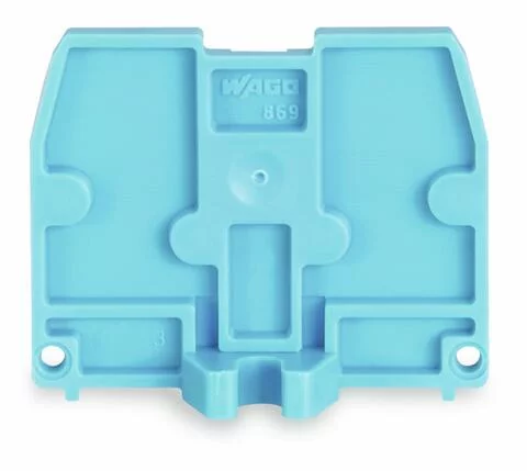 869-388 - End plate; with fixing flange M3; 2.5 mm thick; blue 869-388 - End plate; with fixing flange M3; 2.5 mm thick; blue