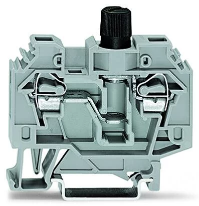 282-120 - 2-conductor fuse terminal block; for miniature metric fuse 1/4 x 1 mm; without blown fuse indication; for DIN-rail 35 x 15 and 35 x 7.5; 6 mm²; CAGE CLAMP®; 6,00 mm²; gray