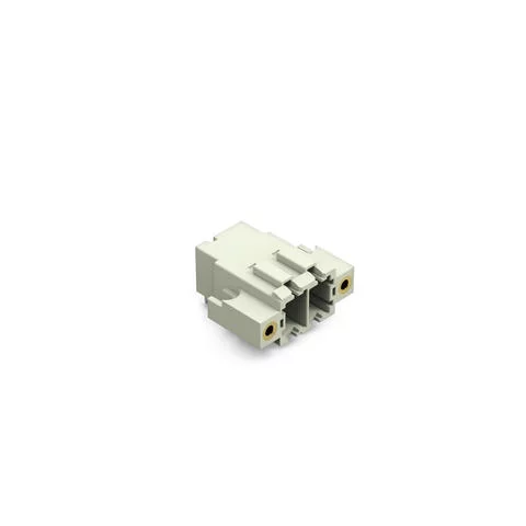 831-3622/108-000 - THT male header; 1.0 x 1.2 mm solder pin; angled; 100% protected against mismating; Threaded flange; Pin spacing 7.62 mm; 2-pole; light gray