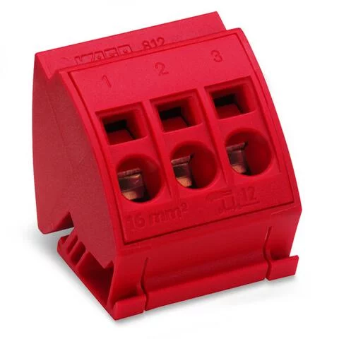812-113 - Busbar terminal block; for (10 x 3) mm busbars; 3-pole; without push-buttons; CAGE CLAMP®; 16,00 mm²; red