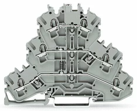 2002-3211/1000-676 - Triple-deck diode terminal block; 1N4007 (N-P between second and third level); rail mount; 2-conductor; 5.2 mm wide; gray