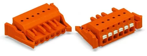 2231-303/037-000 - Female plug; 3-pole; push-button; locking lever;12 AWG max; pin spacing 5.08 mm;1-conductor per pole; orange