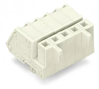 721-306/008-000 - 1-conductor female connector, angled; CAGE CLAMP®; 2.5 mm²; Pin spacing 5 mm; 6-pole; 100% protected against mismating; Snap-in mounting feet; 2,50 mm²; light gray