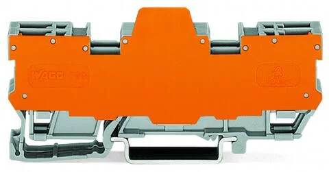 769-164/769-313 - 2-pin terminal block for pluggable modules; 8-pole; with 2 jumper positions; with orange separator plate; for DIN-rail 35 x 15 and 35 x 7.5; gray