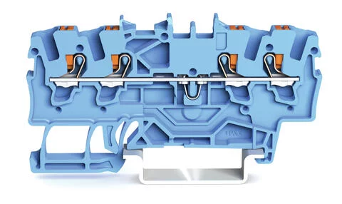 2201-1404 - TOPJOB®S feedthrough terminal block with Push-buttons; rail mount; 4-conductor; 4.2 mm wide; blue