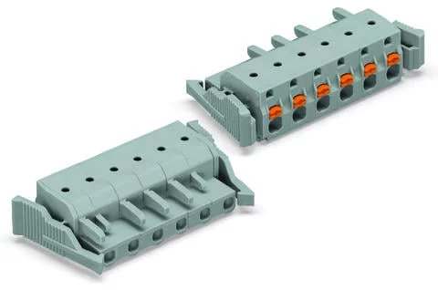 2231-208/037-000 - Female plug; 8-pole; push-button; locking lever;12 AWG max; pin spacing 7.5 mm;1-conductor per pole; gray 2231-208/037-000 - Female plug; 8-pole; push-button; locking lever;12 AWG max; pin spacing 7.5 mm;1-conductor per pole; gray