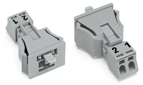 890-752 - WINSTA® through-panel plug (male); MINI; snap-in through-panel; 1/2 marking; 2-pole; gray