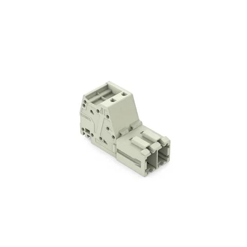 831-3202/133-000 - 1-conductor male connector; Push-in CAGE CLAMP®; 10 mm²; Pin spacing 7.62 mm; 2-pole; 100% protected against mismating; Strain relief plate; 10,00 mm²; light gray