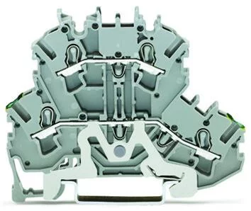 2002-2227 - TOPJOB®S double-deck terminal block; ground/through (PE/L); rail mount; 2-conductor; 5.2 mm wide; gray