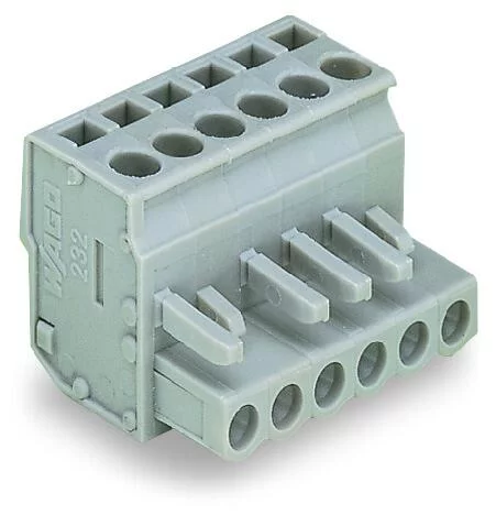 232-216/026-000 - 1-conductor female connector, angled; CAGE CLAMP®; 2.5 mm²; Pin spacing 5 mm; 16-pole; 2,50 mm²; gray