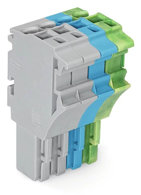 2022-104/000-038 - 1-conductor female connector; Push-in CAGE CLAMP®; 4 mm²; Pin spacing 5.2 mm; 4-pole; 4,00 mm²; gray/blue/green-yellow