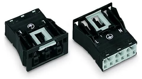 770-703 - WINSTA® through-panel socket (female); snap-in; L/G/N marking; 3-pole; black