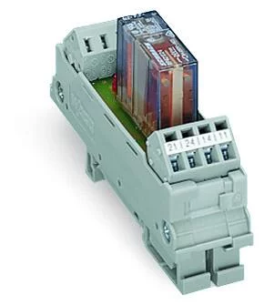 288-512 - Relay module; Nominal input voltage: 24 V AC/DC; 2 changeover contacts; Limiting continuous current: 6 A; Module width: 23 mm; 2,50 mm²; gray