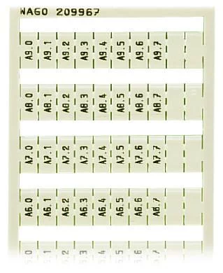 209-967 - WSB marking card; as card; MARKED; A0.0, A0.1, ..., A9.6, A9.7 (1 each); not stretchable; Vertical marking; snap-on type; white 209-967 - WSB marking card; as card; MARKED; A0.0, A0.1, ..., A9.6, A9.7 (1 each); not stretchable; Vertical marking; snap-on type; white