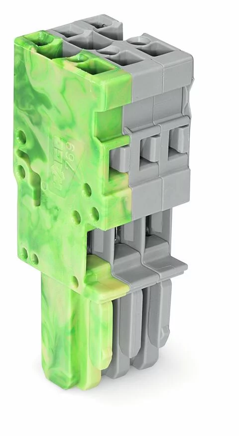 769-103/000-037 - 1-conductor female connector; CAGE CLAMP®; 4 mm²; Pin spacing 5 mm; 3-pole; coding finger; 4,00 mm²; gray, green-yellow