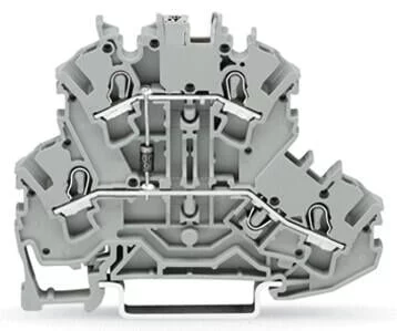 2002-2211/1000-411 - Double-deck diode terminal block;1N4007 (P-N between first and second level); rail mount; 2-conductor; 5.2 mm wide; gray