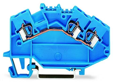 780-651 - Feedthrough terminal block; angled; rail mount; 3-conductor; 5 mm wide; blue 780-651 - Feedthrough terminal block; angled; rail mount; 3-conductor; 5 mm wide; blue