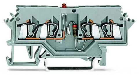 280-624/281-434 - LED terminal block; with red LED (PN); 24 VDC; rail-mount; 4-conductor; 5 mm wide; gray