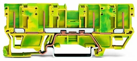769-207 - 4-pin ground carrier terminal block; for DIN-rail 35 x 15 and 35 x 7.5; green-yellow