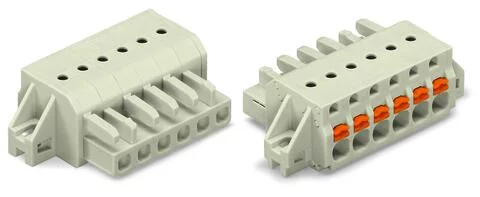 2721-108/031-000 - 1-conductor female connector; push-button; Push-in CAGE CLAMP®; 2.5 mm²; Pin spacing 5 mm; 8-pole; 100% protected against mismating; clamping collar; 2,50 mm²; light gray