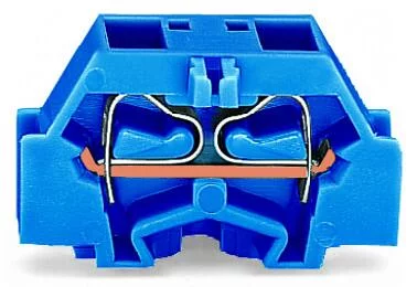 261-334 - 4-conductor terminal block; without push-buttons; suitable for Ex i applications; with fixing flange; 1-pole; for screw or similar mounting types; Fixing hole 3.2 mm Ø; 2.5 mm²; CAGE CLAMP®; 2,50 mm²; blue