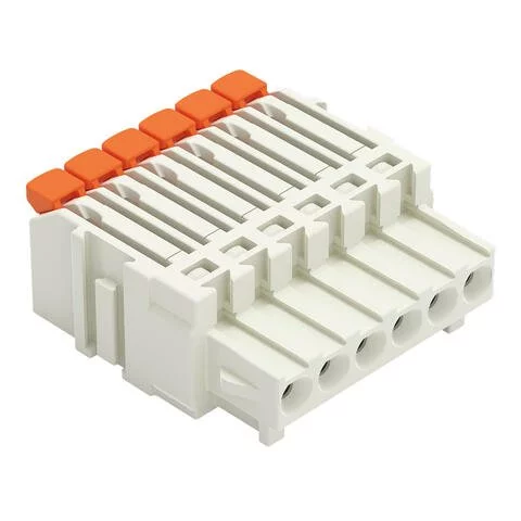 2734-1104/327-000 - 1-conductor female connector; lever; Push-in CAGE CLAMP®; 1.5 mm²; Pin spacing 3.5 mm; 4-pole; 100% protected against mismating; 1,50 mm²; light gray
