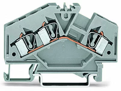 281-631 - 3-conductor through terminal block; 4 mm²; center marking; for DIN-rail 35 x 15 and 35 x 7.5; CAGE CLAMP®; 4,00 mm²; gray