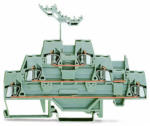 280-549 - Triple-deck terminal block; Through/through/through terminal block; for DIN-rail 35 x 15 and 35 x 7.5; 2.5 mm²; CAGE CLAMP®; 2,50 mm²; gray/gray/gray