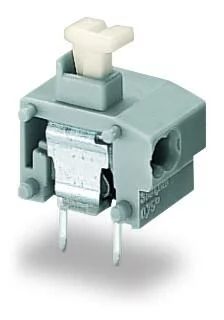 235-851/332-000 - Stackable 2-conductor PCB terminal block; push-button; 0.75 mm²; Pin spacing 10/10.16 mm; 1-pole; PUSH WIRE®; with test port; 0,75 mm²; gray