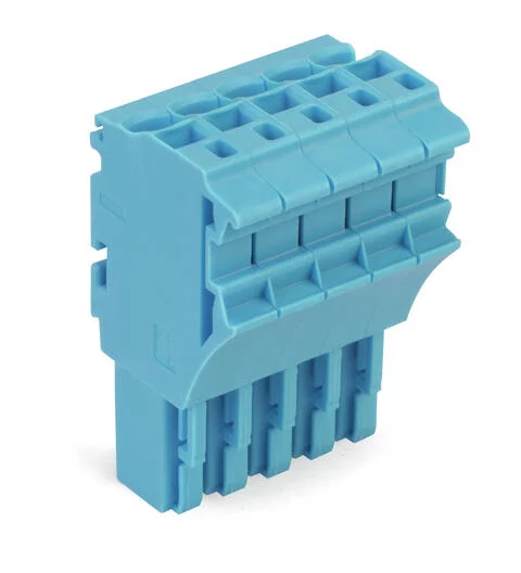 2022-105/000-006 - 1-conductor female connector; Push-in CAGE CLAMP®; 4 mm²; Pin spacing 5.2 mm; 5-pole; 4,00 mm²; blue