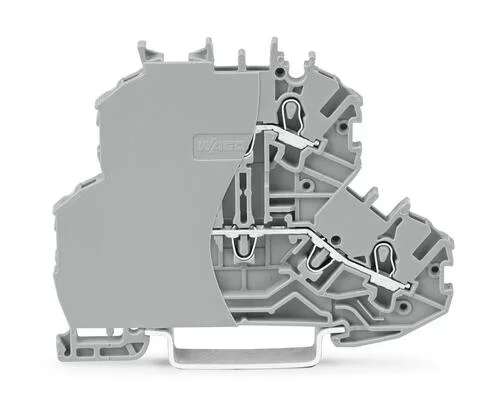 2000-2201/099-000 - TOPJOB®S double-deck terminal block; through/through (L/L); with gray separator; rail mount; 2-conductor; 4.2 mm wide; gray