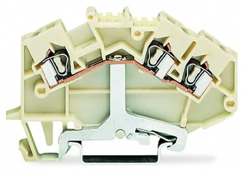 780-640 - Shield terminal block; angled; rail mount; 3-conductor; 5 mm wide; white