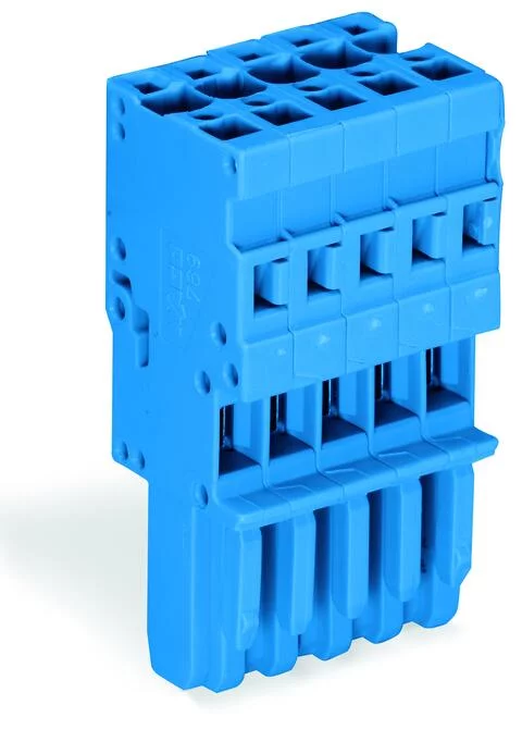 769-105/000-006 - 1-conductor female connector; CAGE CLAMP®; 4 mm²; Pin spacing 5 mm; 5-pole; coding finger; 4,00 mm²; blue
