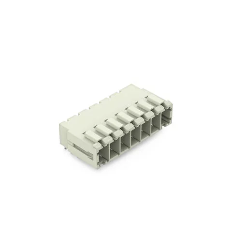 831-3627 - THT male header; 1.0 x 1.2 mm solder pin; angled; 100% protected against mismating; Pin spacing 7.62 mm; 7-pole; light gray