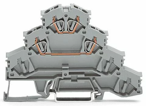 281-531 - Quadruple-deck rail-mounted terminal block; Rail-mounted terminal block for electric motor wiring; L1 - L2; for DIN-rail 35 x 15 and 35 x 7.5; 4 mm²; 4,00 mm²; gray