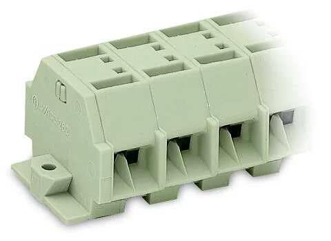 262-242 - 4-conductor terminal strip; without push-buttons; suitable for Ex e II applications; with fixing flanges; 12-pole; for screw or similar mounting types; Fixing hole 3.2 mm Ø; 4 mm²; CAGE CLAMP®; 4,00 mm²; light gray