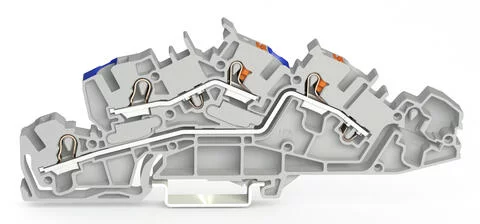2205-7549 - Multilevel installation terminal block; with operating slots and push-button; 4 mm²; N/L; Push-in CAGE CLAMP®; 4,00 mm²; gray