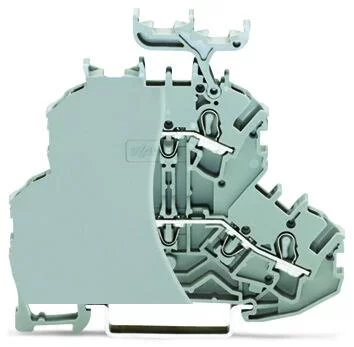 2002-2233/099-000 - TOPJOB®S double-deck terminal block; through/through (L/N); with gray separator; with marker carrier; rail mount; 2-conductor; 6.2 mm wide; gray