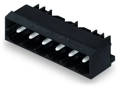 231-468/001-000/105-604 - Male header; 8-pole; THR; 1.2 x 1.2 mm solder pin; angled; pin spacing 5 mm; black